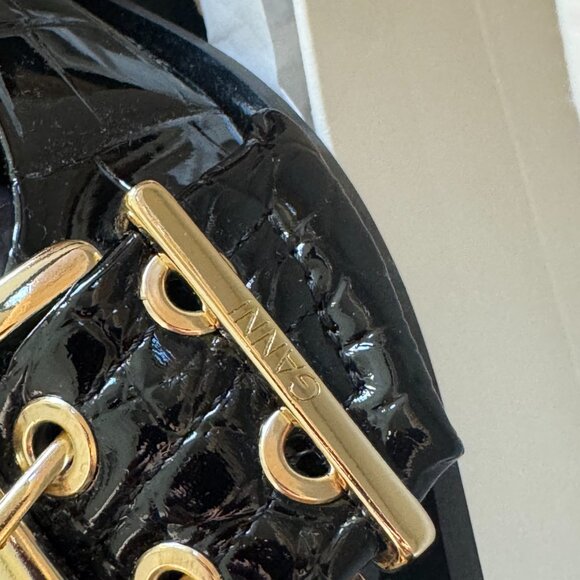 GANNI Black Buckle Ballerina Flats - Croc (Size 36) - Picture 3 of 6